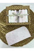 Caramell Pamuklu 7'li Bebek Mendili (YENİDOĞAN) Kuzu Desen 2025 1419 Pembe Mini Lmb - 1