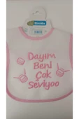 BUUDE My Baby Kumsal Su Geçirmez Dayım Beni Çok Seviyor Baskılı Bebek Mama Önlüğü - 1