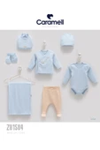 Caramell My Baby Kumsal % 100 Coton 7 li Hastane Çıkışı Battaniyeli Soft Renkler Balonlu Fil Detaylı 1584 - 1