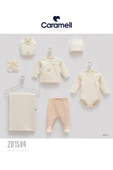 Caramell My Baby Kumsal % 100 Coton 7 li Hastane Çıkışı Battaniyeli Soft Renkler Balonlu Fil Detaylı 1584 - 2