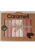 Caramell %100 Coton 7li Bebek Ağız Silme Mendili Basic Desenli Organik // 1337 gül kurusu - 2