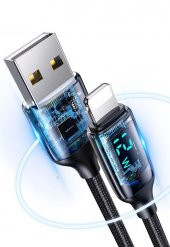 Usams US-SJ543 Dijital Göstergeli,Çipli,Örgülü, 1.2m 2.4A Lightning iPhone Şarj ve Data Kablosu - 3