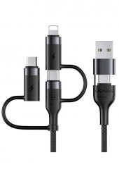 Usams US-SJ547 USB+Type-C To Type-C+Lightning+MicroUSB,1.2m 6 in 1 PD Hızlı Şarj ve Data Kablosu - 2