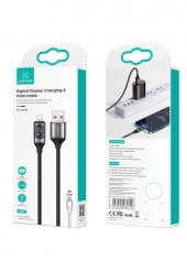 Usams US-SJ543 Dijital Göstergeli,Çipli,Örgülü, 1.2m 2.4A Lightning iPhone Şarj ve Data Kablosu - 4