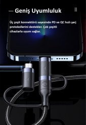 Usams US-SJ547 USB+Type-C To Type-C+Lightning+MicroUSB,1.2m 6 in 1 PD Hızlı Şarj ve Data Kablosu - 9