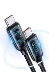 Usams US-SJ546 Dijital Göstergeli Çipli, Örgülü, 1.2m  PD 100W Type-C Hızlı Şarj ve Data Kablosu - 3