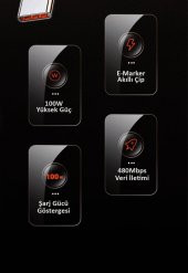 Usams US-SJ546 Dijital Göstergeli Çipli, Örgülü, 1.2m  PD 100W Type-C Hızlı Şarj ve Data Kablosu - 10