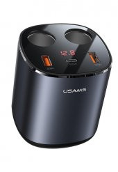 Usams Us-Cc151 Dijital Göstergeli 2X30w Usb+1X65w Pd+2X60w Çakmaklık 245W Araç Hızlı Şarj Organizeri - 1