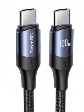 Usams Us-Sj524 Örgülü 1.2M Type-C To Type-C 100W Pd Hızlı Şarj Ve Data Kablosu - 1