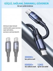 Usams Us-Sj524 Örgülü 1.2M Type-C To Type-C 100W Pd Hızlı Şarj Ve Data Kablosu - 11