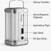 Süper Güçlü Güneş Enerjisi Ile Şarj Olabilen Solar Lamba Asılabilir Işıldak - 3