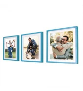 Kişiye Özel Fotoğraf Baskılı Yapışan Sök Tak Kare Çerçeve - Mavi 3'Lü Paket thumbnail 1