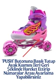 Işıklı Çocuk Pateni Melek Kanatlı Ayarlanabilir Paten 30-33 Beden Pembe Çantalı Can Sports - 4