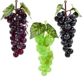 Nettenevime 3lü Set Yapay Meyve Kırmızı Siyah Yeşil Üzüm Süs Dekoratif Meyve 15CM - 1