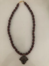 Metal Uçlu Kahve Boncuklu Kolye - 3