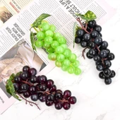 Nettenevime 3lü Set Yapay Meyve Kırmızı Siyah Yeşil Üzüm Süs Dekoratif Meyve 15CM - 2