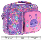 Kaukko Kız Çocuk, Mor Pembe, Tavşan Baskılı Isı Yalıtımlı Üç Bölmeli (Matara Cepli) Okul Beslenme Çantası L7220 thumbnail 3