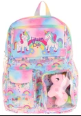 Kaukko Kız Çocuk Peluş Unicornlu İlkokul Okul Sırt Çantası - Pembe - L5243 thumbnail 2