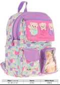 Kaukko Kız Çocuk Peluş Ayıcıklı İlkokul Okul Sırt Çantası - Yeşil Mor - L5239 thumbnail 4