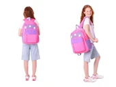 Kauko Holiday Kız Çocuk Rozetli Okul Çantası ve Kalemlik Seti - Pembe - Altı Bölmeli thumbnail 4