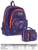 Kaukko Kids Oyun Temalı Erkek Çocuk Lacivert Turuncu Okul Çantası ve Beslenme Çanta Takımı thumbnail 2