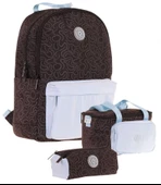 Kaukko Çizgi Desenli Siyah Mavi Kız Çocuk Üçlü Okul Çanta Seti thumbnail 1