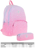 Kaukko Nokta Desenli Pembe Kız Çocuk Okul Çantası ve Kalemlik Seti (KK - K1803+KK - K2714) thumbnail 2