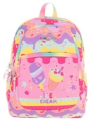 Kaukko Üç Bölmeli Kız Çocuk İlkokul Sırt Çantası (L5232) - Pembe Sarı - Dondurma Baskılı thumbnail 2