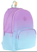 Kaukko Rainbow Kız Çocuk Üç Bölmeli İlkokul ve Ortaokul Çantası - Mor Turkuaz Renk Geçişli - K1799 - 1