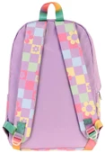 Kaukko Nature Kız Çocuk Üç Bölmeli Mor Pembe Papatya ve Kare Desenli Okul Sırt Çantası - K1786 thumbnail 3