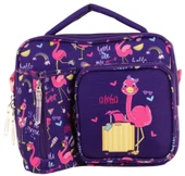 Kaukko Kız Çocuk, Mor Pembe, Flamingo Baskılı Isı Yalıtımlı Üç Bölmeli (Matara Cepli) Okul Beslenme Çantası L7223 - 2