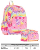 Kaukko Kids Kız Çocuk Okul Çantası ve Isı Yalıtımlı Beslenme Çantası Seti (L5232+L7232) Dondurma Baskılı - Pembe Sarı thumbnail 2
