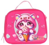 Kaukko Kids Kız Çocuk Isı Yalıtımlı Okul/Piknik Beslenme Çantası (Dondurma Yiyen Kedi) L7250 - 2