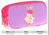 Kaukko Kids Kırmızı Mor, Dondurma Temalı, Kız Çocuk Üç Gözlü Okul Kalem Çantası - L8247 thumbnail 3