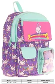 Kaukko Kız Çocuk Peluş Tavşanlı İlkokul Okul Sırt Çantası - Mor Yeşil - L5242 thumbnail 4