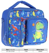 Kaukko Erkek Çocuk, Mavi Yeşil, Dinazor Baskılı Isı Yalıtımlı Üç Bölmeli (Matara Cepli) Okul Beslenme Çantası L7262 thumbnail 3