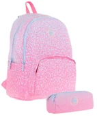 Kaukko Nokta Desenli Pembe Kız Çocuk Okul Çantası ve Kalemlik Seti (KK - K1803+KK - K2714) thumbnail 1