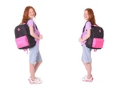 Kaukko Çizgi Desenli Siyah Fuşya Kız Çocuk Üçlü Okul Çanta Seti thumbnail 4