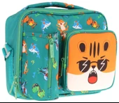 Kaukko Erkek Çocuk, Yeşil Turuncu, Aslan Baskılı Isı Yalıtımlı Üç Bölmeli (Matara Cepli) Okul Beslenme Çantası L7254 thumbnail 1