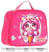 Kaukko Kids Kız Çocuk Isı Yalıtımlı Okul/Piknik Beslenme Çantası (Dondurma Yiyen Kedi) L7250 - 3