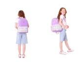 Kaukko Brush Okul Çantası ve İki Bölmeli Kalemlik Seti - Kız çocuk - Mor Çok Renkli - K1822+K2733 thumbnail 4