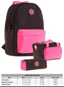 Kaukko Çizgi Desenli Siyah Fuşya Kız Çocuk Üçlü Okul Çanta Seti thumbnail 2
