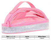 Kaukko Crescent Taşıma Saplı Kız Çocuk İki Gözlü Kalemlik - Pembe Gri, Şeffaf Cepli - K2727 thumbnail 3