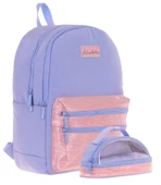 Kaukko Magic Dreams Okul Sırt Çantası ve Şeffaf Kalem Çantası Seti - Kız Çocuk - Mavi Pembe thumbnail 1