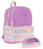 Kaukko Brush Okul Çantası ve İki Bölmeli Kalemlik Seti - Kız çocuk - Mor Çok Renkli - K1822+K2733 thumbnail 1