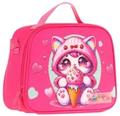 Kaukko Kids Kız Çocuk Isı Yalıtımlı Okul/Piknik Beslenme Çantası (Dondurma Yiyen Kedi) L7250 - 1