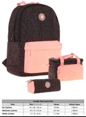 Kaukko Çizgi Desenli Siyah Somon Kız Çocuk Üçlü Okul Çanta Seti thumbnail 2