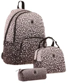 Kaukko Dots Siyah Nokta Desenli Kız Çocuk Üçlü İlkokul ve Ortaokul Çanta Seti thumbnail 1