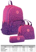 Kaukko Dots Mor Nokta Desenli Kız Çocuk Üçlü İlkokul ve Ortaokul Çanta Seti thumbnail 2