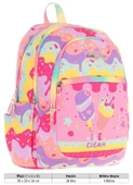 Kaukko Üç Bölmeli Kız Çocuk İlkokul Sırt Çantası (L5232) - Pembe Sarı - Dondurma Baskılı thumbnail 4